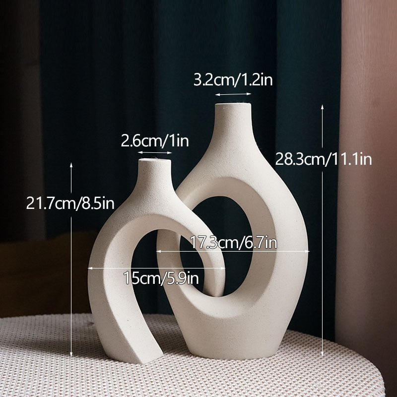 CAPIRON  2Pcs/Set Ceramic Embrace Vases for Pampas Grass Dried Flower Nordic Living Room Home Decoration Accessories Tabletop