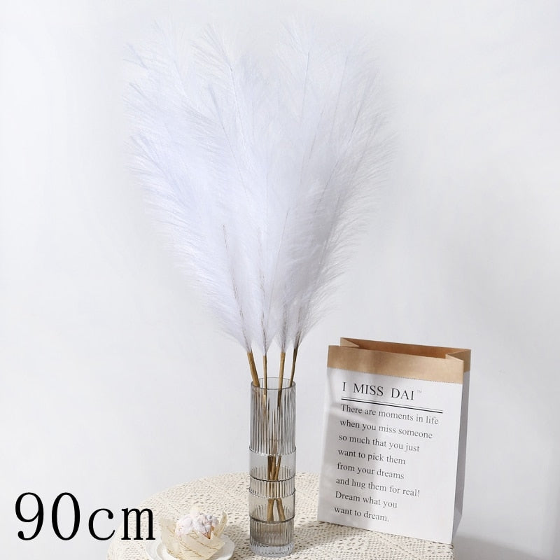 1PC Faux Pampas Grass Decor Plume Grass Artificial Phragmites australis Vase Decorations Fake Reeds Plants Everlasting Flowers