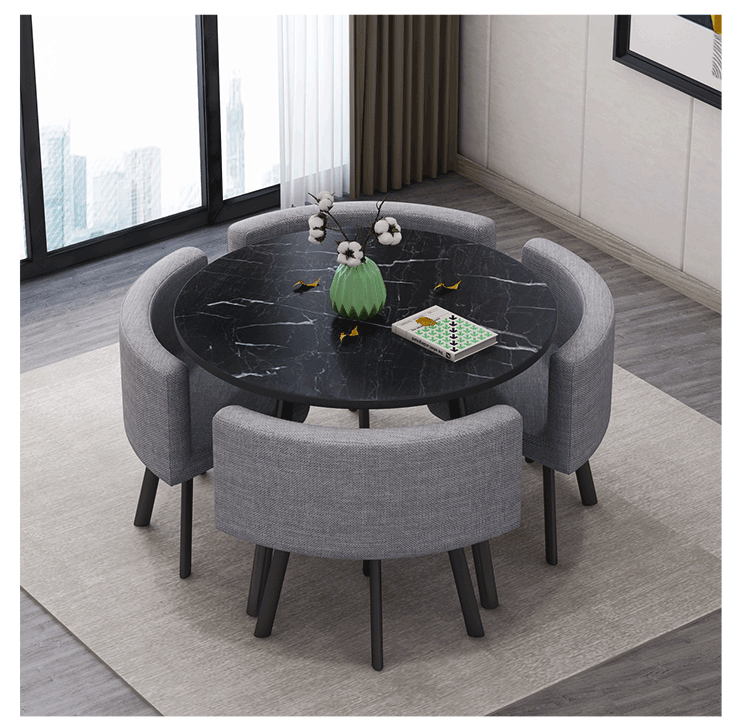 Marble Round Dining Tables Set 4 Chairs Modern Center Table Luxury White Muebles Para El Hogar Apartment Furniture GPF26XP