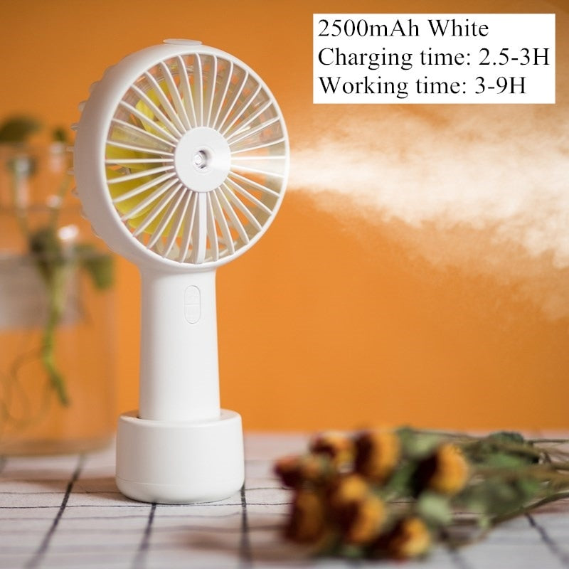 Battery Portable Water Spray Mist Fan Electric USB Rechargeable Handheld Mini Fan Cooling Air Conditioner Humidifier for Outdoor