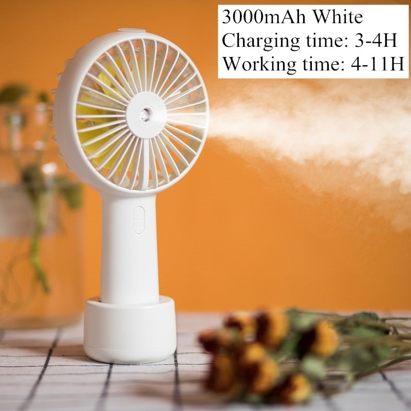 Battery Portable Water Spray Mist Fan Electric USB Rechargeable Handheld Mini Fan Cooling Air Conditioner Humidifier for Outdoor