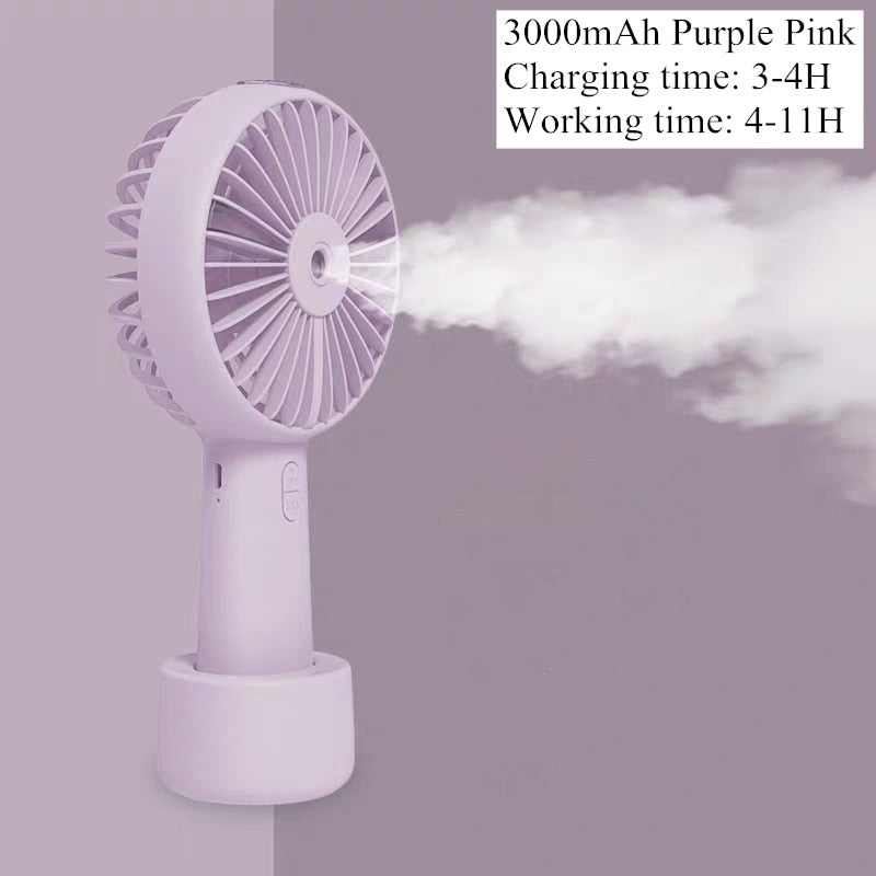 Battery Portable Water Spray Mist Fan Electric USB Rechargeable Handheld Mini Fan Cooling Air Conditioner Humidifier for Outdoor