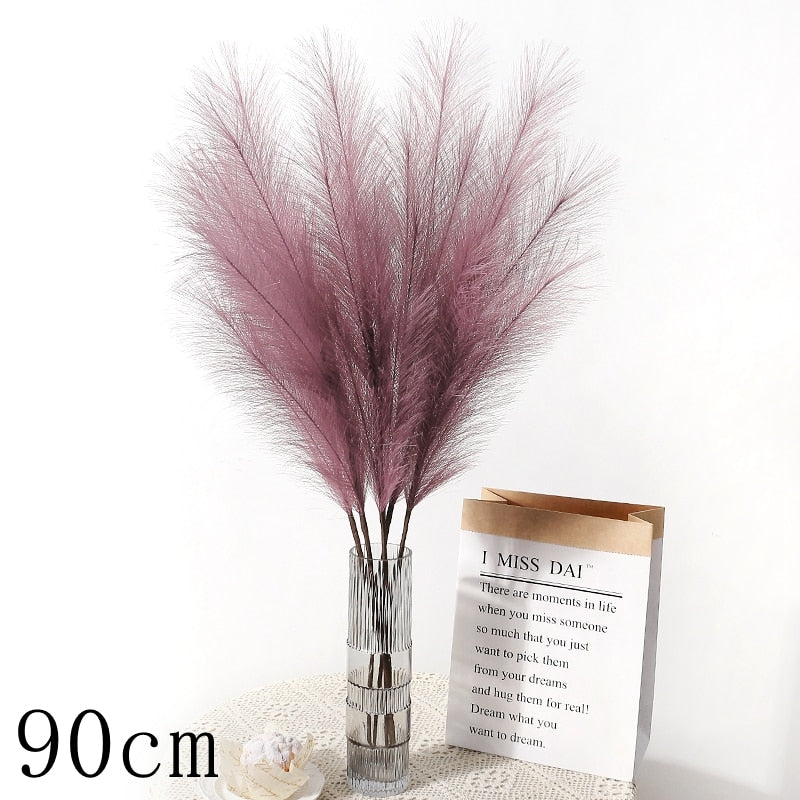 1PC Faux Pampas Grass Decor Plume Grass Artificial Phragmites australis Vase Decorations Fake Reeds Plants Everlasting Flowers