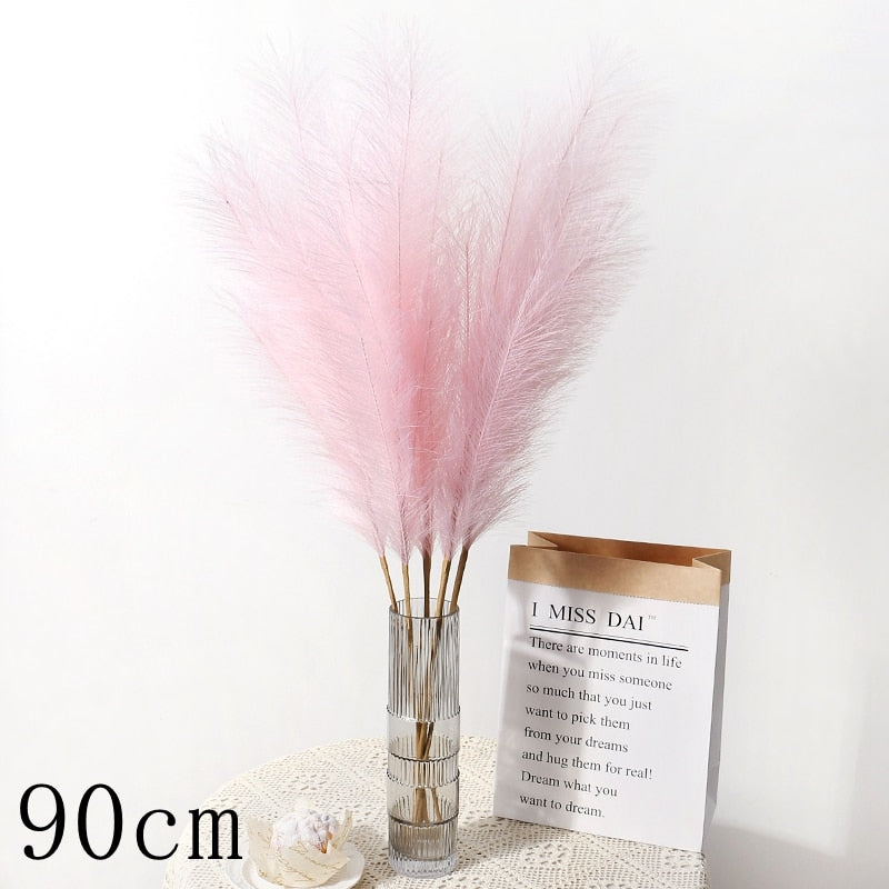 1PC Faux Pampas Grass Decor Plume Grass Artificial Phragmites australis Vase Decorations Fake Reeds Plants Everlasting Flowers