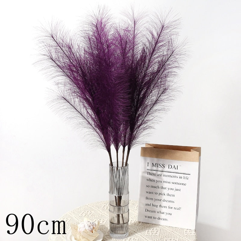 1PC Faux Pampas Grass Decor Plume Grass Artificial Phragmites australis Vase Decorations Fake Reeds Plants Everlasting Flowers