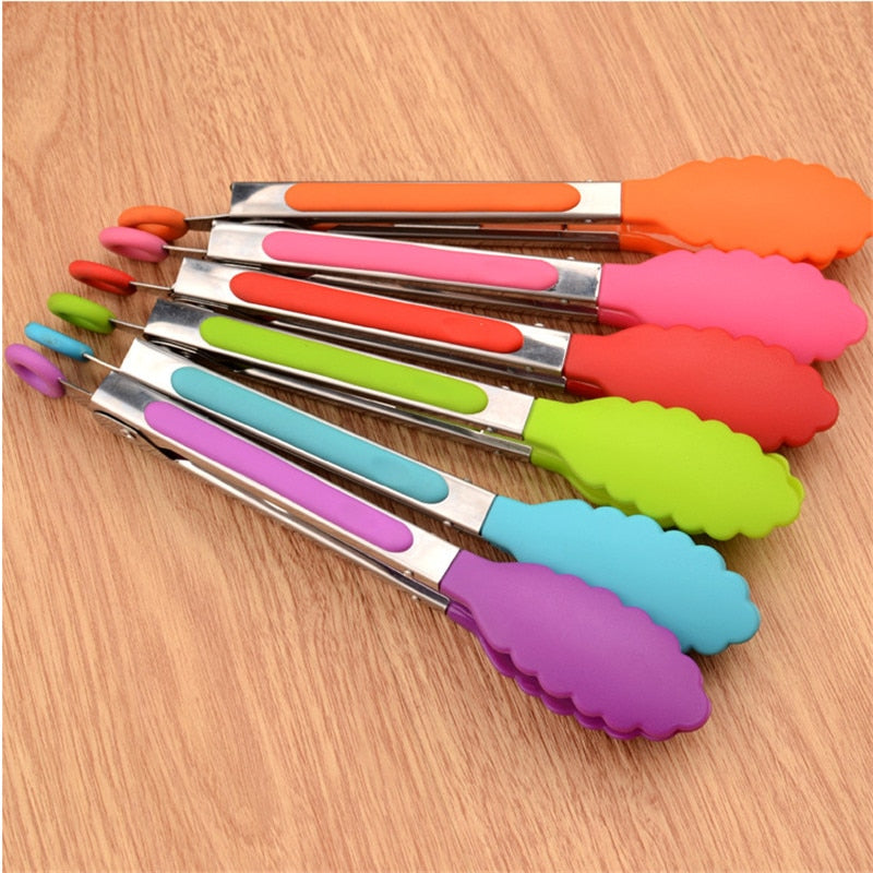 Kitchen Accessories plastic Silicone Kitchen Cooking Salad Serving Stainless Steel Handle Utensil Kitchen Tools Kitchen Gadgets