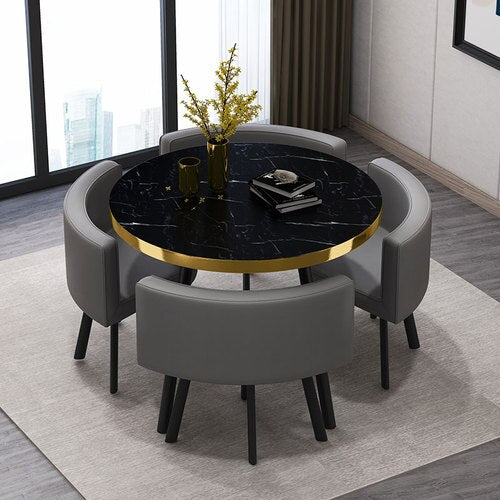 Marble Round Dining Tables Set 4 Chairs Modern Center Table Luxury White Muebles Para El Hogar Apartment Furniture GPF26XP