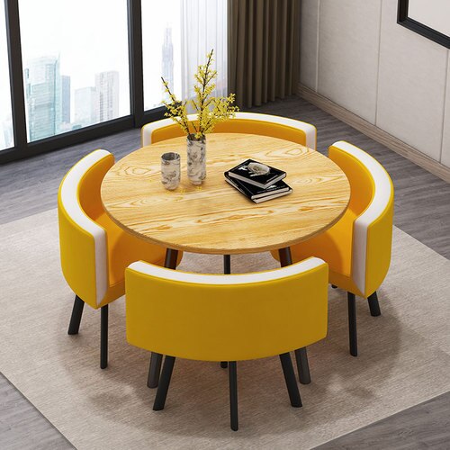 Marble Round Dining Tables Set 4 Chairs Modern Center Table Luxury White Muebles Para El Hogar Apartment Furniture GPF26XP