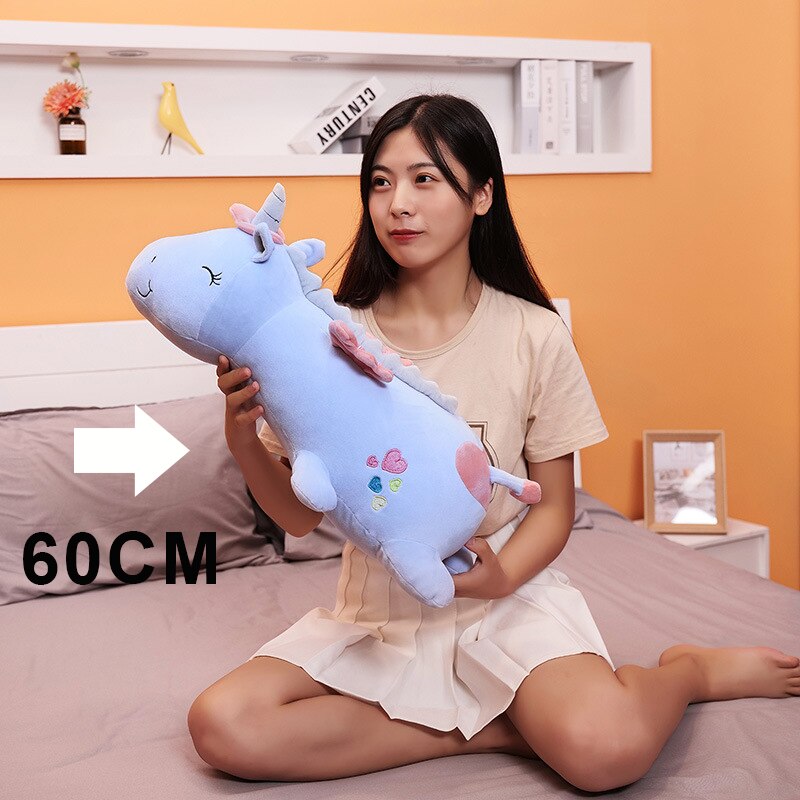 60cm Cute LED Unicorn Doll super soft Plush Toy Bed long Pillow baby Sleeping Doll Large Girl Doll high quality gift for kids