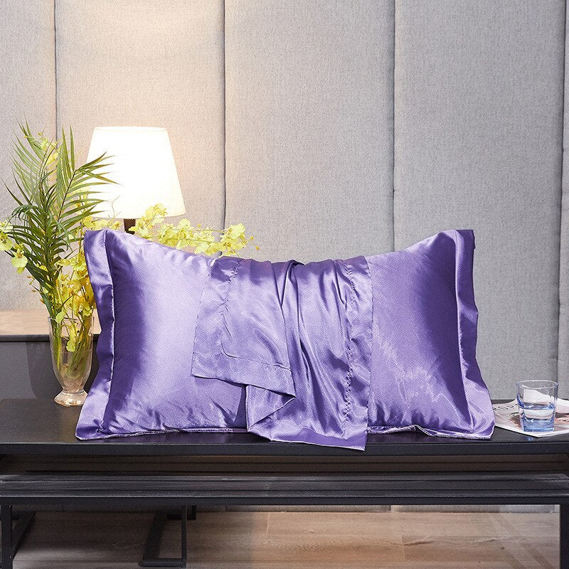 48x74cm Pillowcase Artificial Silk Pillow Cover Solid Color Smooth Satin Pillows Covers for Bedding Sleeping Pillowcases 1/2 pcs