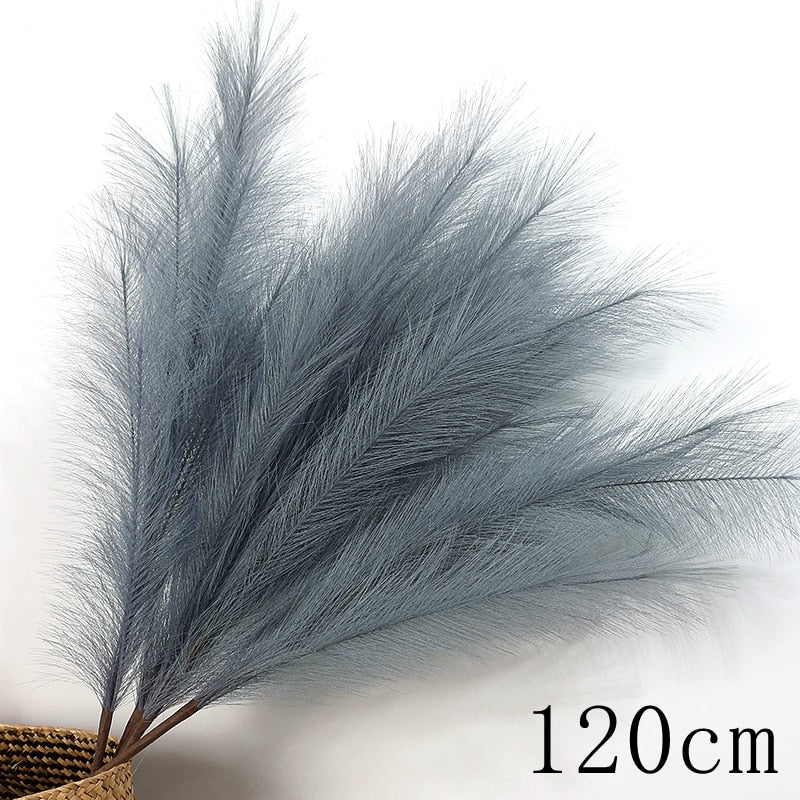 1PC Faux Pampas Grass Decor Plume Grass Artificial Phragmites australis Vase Decorations Fake Reeds Plants Everlasting Flowers