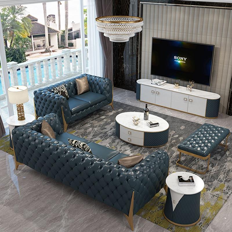 Living Room Real Leather Chesterfield Sofas For Large Villa Nordic Recliner Couch Set Household Furniture Livingroom Furniture