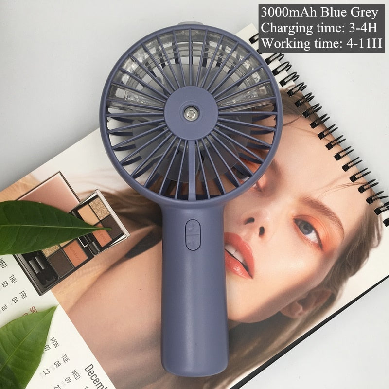 Battery Portable Water Spray Mist Fan Electric USB Rechargeable Handheld Mini Fan Cooling Air Conditioner Humidifier for Outdoor