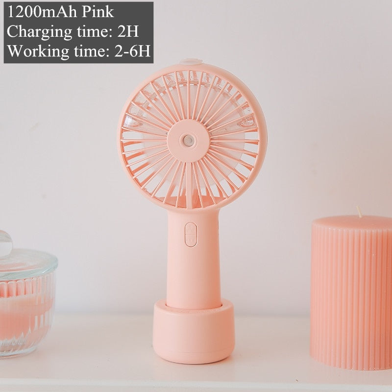 Battery Portable Water Spray Mist Fan Electric USB Rechargeable Handheld Mini Fan Cooling Air Conditioner Humidifier for Outdoor