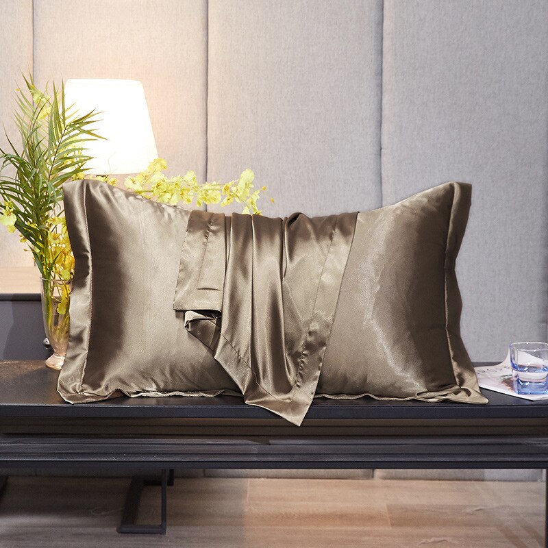 48x74cm Pillowcase Artificial Silk Pillow Cover Solid Color Smooth Satin Pillows Covers for Bedding Sleeping Pillowcases 1/2 pcs