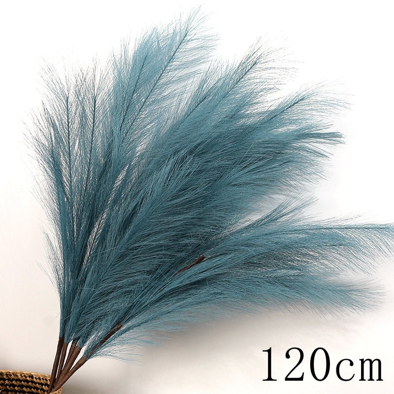 1PC Faux Pampas Grass Decor Plume Grass Artificial Phragmites australis Vase Decorations Fake Reeds Plants Everlasting Flowers