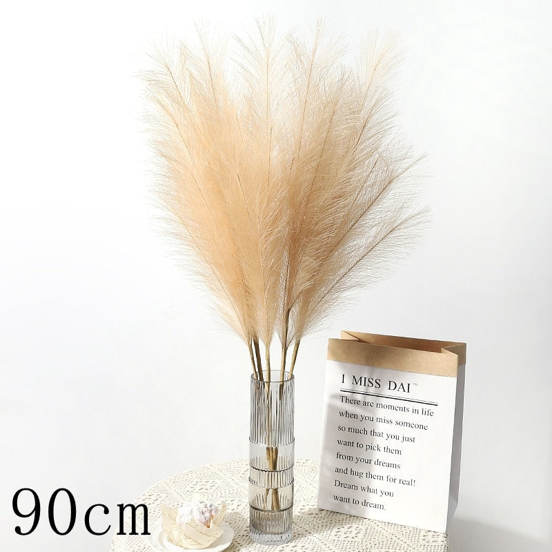 1PC Faux Pampas Grass Decor Plume Grass Artificial Phragmites australis Vase Decorations Fake Reeds Plants Everlasting Flowers