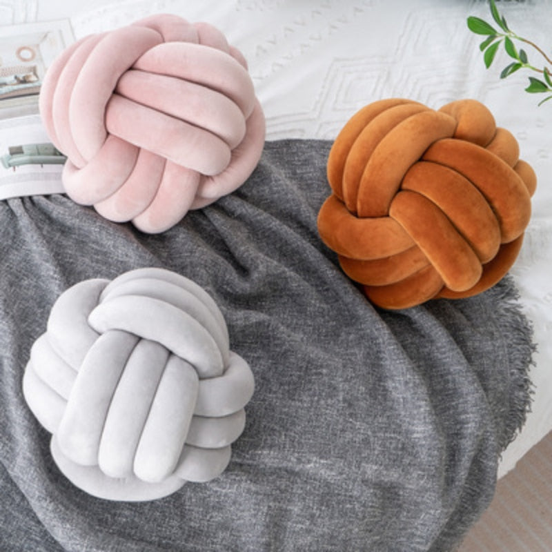 Hand Knot Cushion Sofa Throw Pillow Soft Round Handmade Knotted Ball Car Bedding Stuffed Pillow Bed Living Room Chair Home Decor