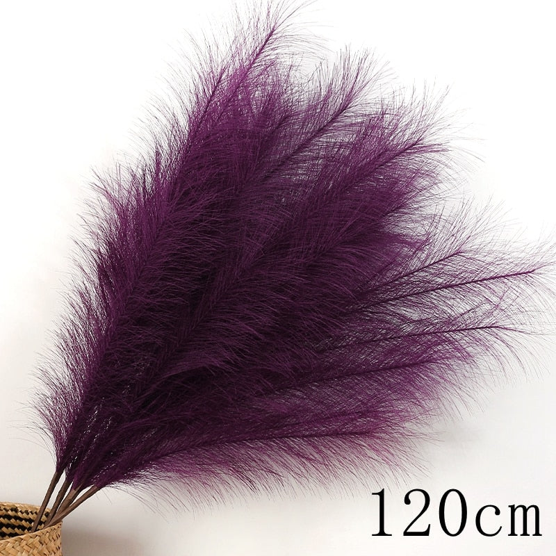 1PC Faux Pampas Grass Decor Plume Grass Artificial Phragmites australis Vase Decorations Fake Reeds Plants Everlasting Flowers