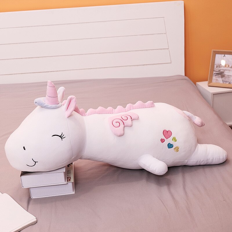 60cm Cute LED Unicorn Doll super soft Plush Toy Bed long Pillow baby Sleeping Doll Large Girl Doll high quality gift for kids