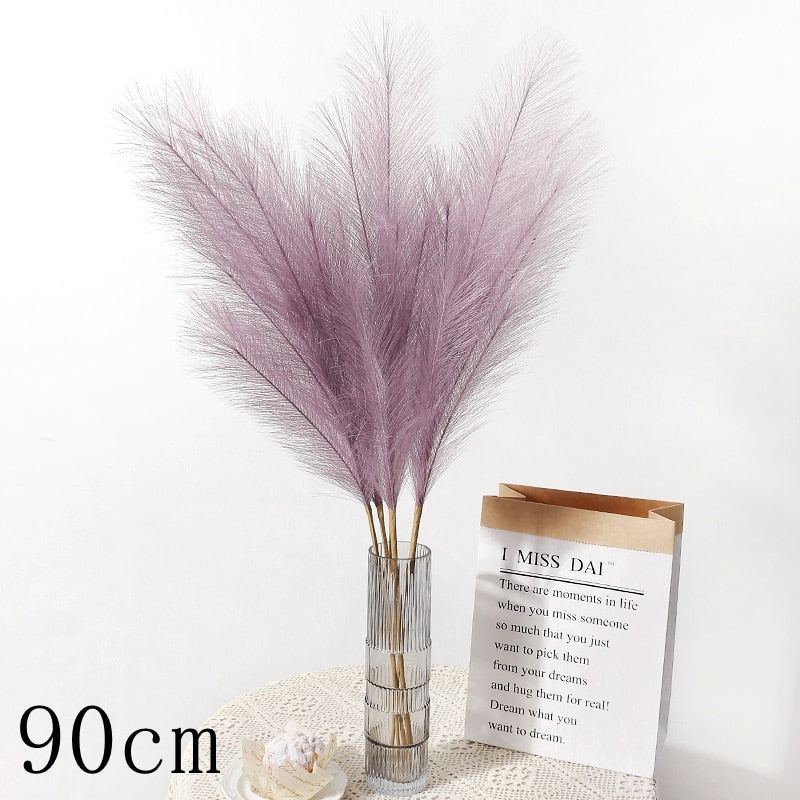 1PC Faux Pampas Grass Decor Plume Grass Artificial Phragmites australis Vase Decorations Fake Reeds Plants Everlasting Flowers