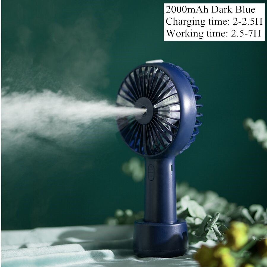 Battery Portable Water Spray Mist Fan Electric USB Rechargeable Handheld Mini Fan Cooling Air Conditioner Humidifier for Outdoor