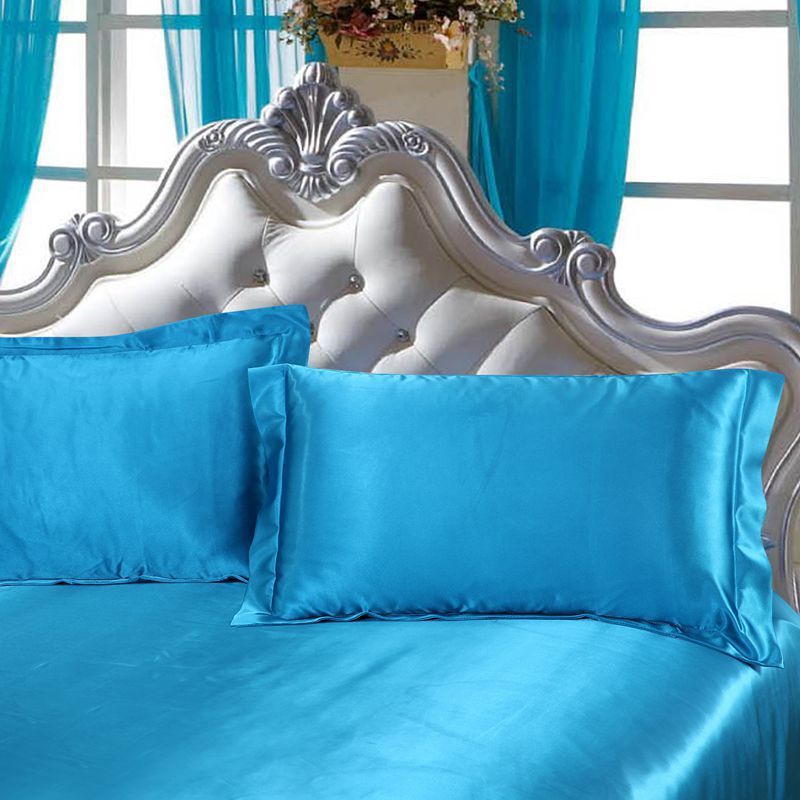 48x74cm Pillowcase Artificial Silk Pillow Cover Solid Color Smooth Satin Pillows Covers for Bedding Sleeping Pillowcases 1/2 pcs