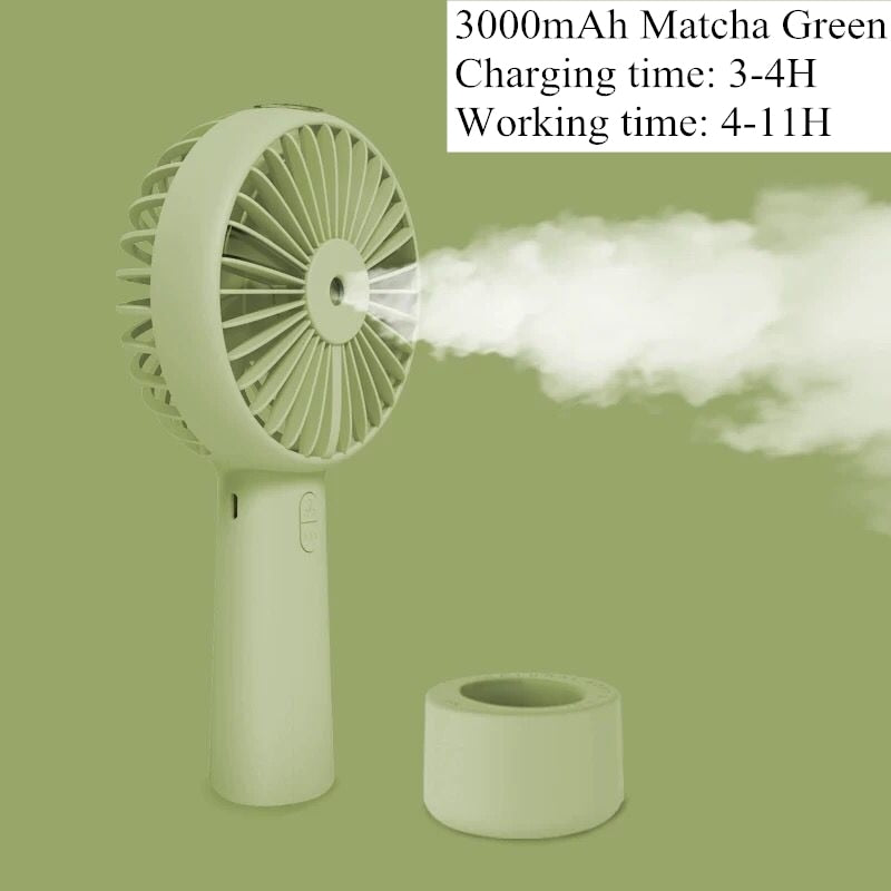 Battery Portable Water Spray Mist Fan Electric USB Rechargeable Handheld Mini Fan Cooling Air Conditioner Humidifier for Outdoor