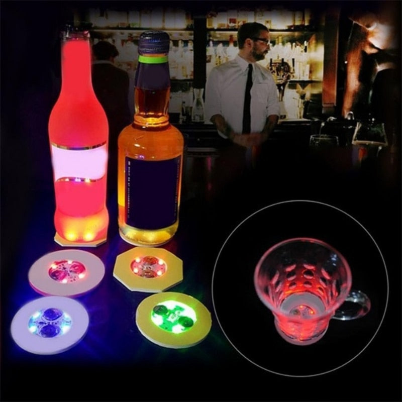 5/1pcs Luminous Bottle Stickers Lights 6cm LED Coaster Lamps for Xmas Bar KTV Wedding Party Cocktail Drink Cups Vase Decor