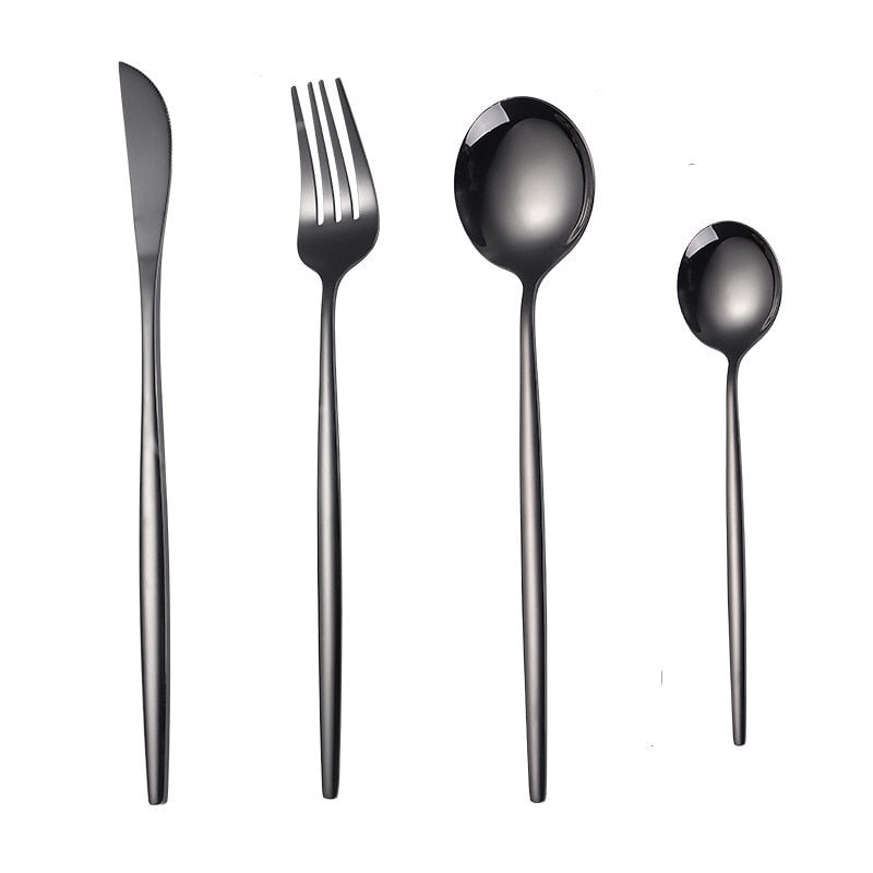 4pcs Golden Cutlery Tableware Stainless Steel Spoon and Fork Set Dining Table Sets Dinnerware Set Utensils Kitchen Accessories