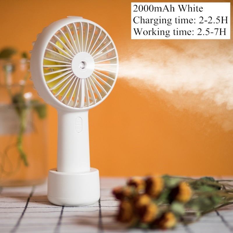 Battery Portable Water Spray Mist Fan Electric USB Rechargeable Handheld Mini Fan Cooling Air Conditioner Humidifier for Outdoor