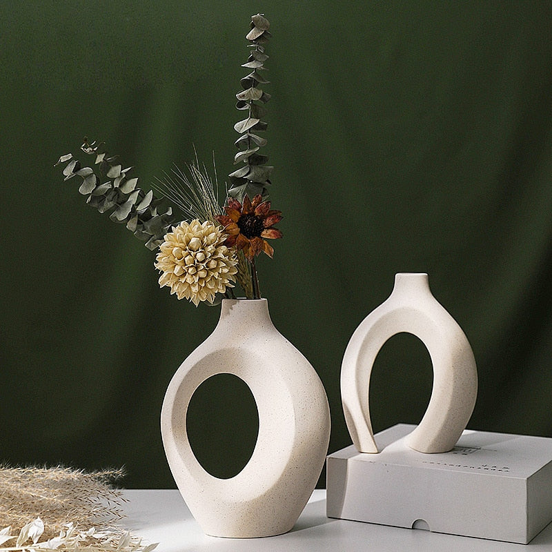 CAPIRON  2Pcs/Set Ceramic Embrace Vases for Pampas Grass Dried Flower Nordic Living Room Home Decoration Accessories Tabletop