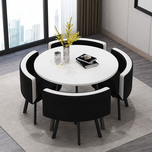 Marble Round Dining Tables Set 4 Chairs Modern Center Table Luxury White Muebles Para El Hogar Apartment Furniture GPF26XP