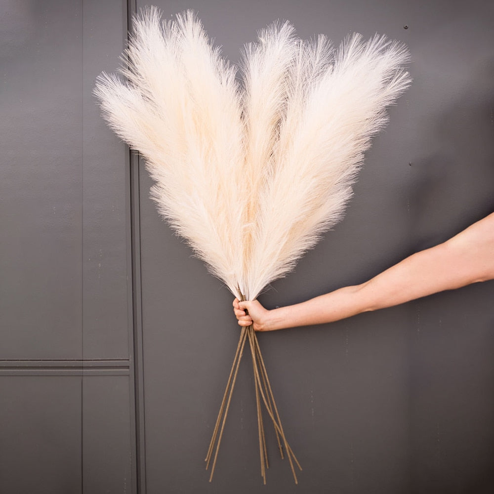 1PC Faux Pampas Grass Decor Plume Grass Artificial Phragmites australis Vase Decorations Fake Reeds Plants Everlasting Flowers