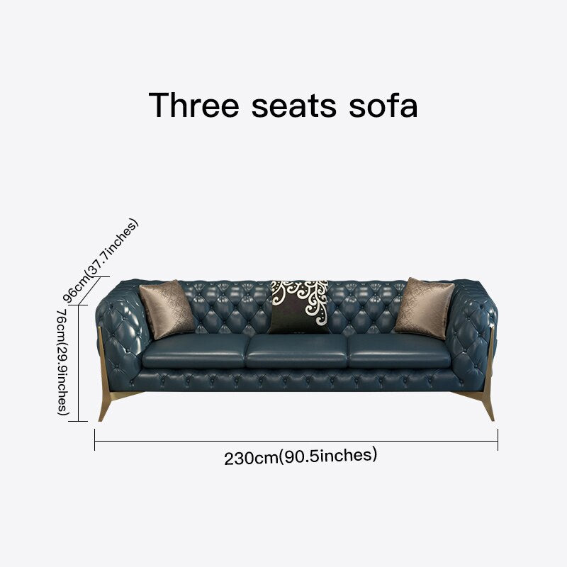 Living Room Real Leather Chesterfield Sofas For Large Villa Nordic Recliner Couch Set Household Furniture Livingroom Furniture