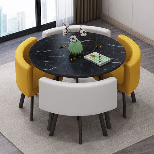 Marble Round Dining Tables Set 4 Chairs Modern Center Table Luxury White Muebles Para El Hogar Apartment Furniture GPF26XP