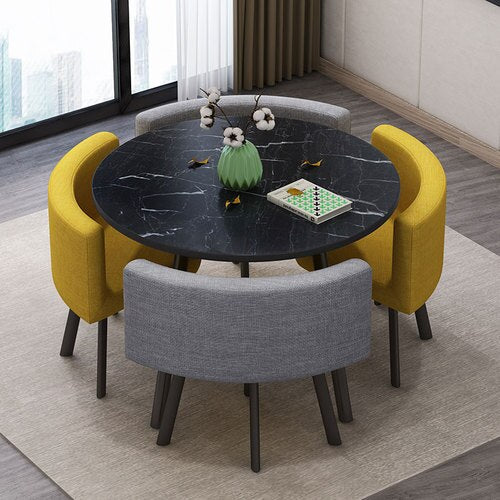 Marble Round Dining Tables Set 4 Chairs Modern Center Table Luxury White Muebles Para El Hogar Apartment Furniture GPF26XP