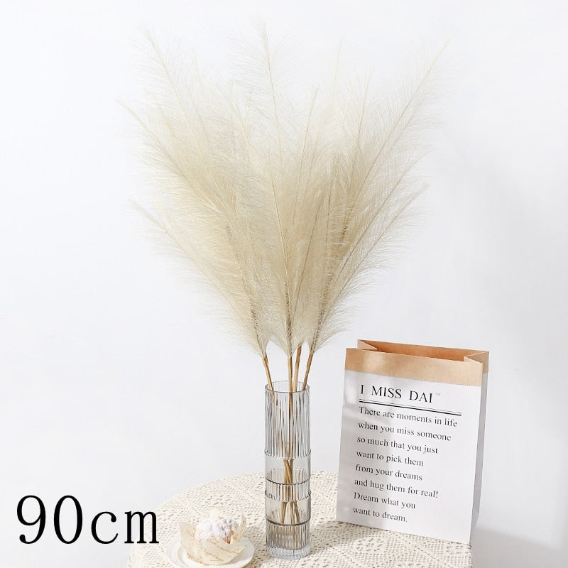 1PC Faux Pampas Grass Decor Plume Grass Artificial Phragmites australis Vase Decorations Fake Reeds Plants Everlasting Flowers