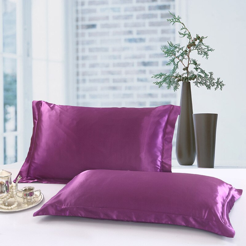 48x74cm Pillowcase Artificial Silk Pillow Cover Solid Color Smooth Satin Pillows Covers for Bedding Sleeping Pillowcases 1/2 pcs