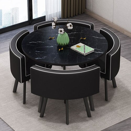 Marble Round Dining Tables Set 4 Chairs Modern Center Table Luxury White Muebles Para El Hogar Apartment Furniture GPF26XP