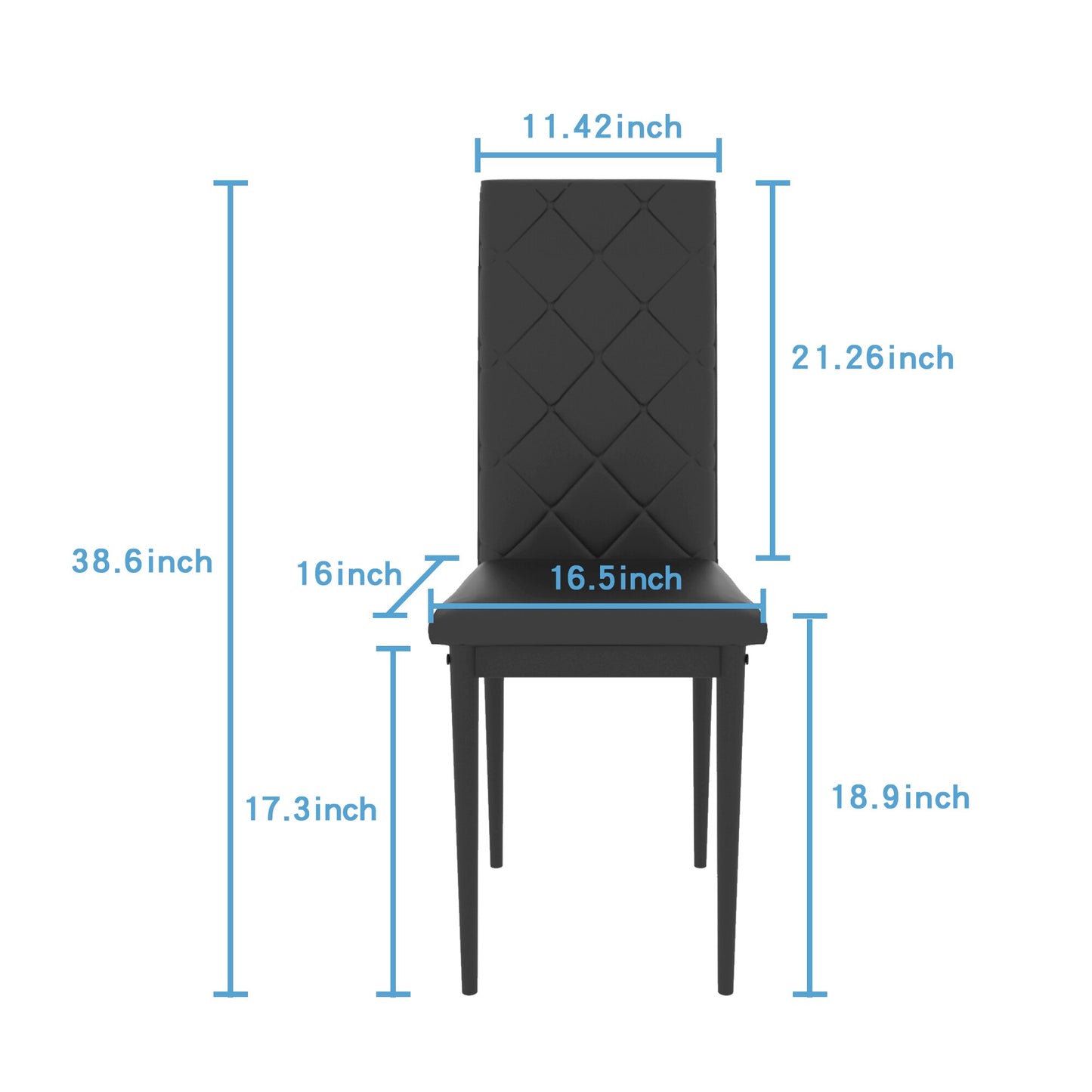 Modern Tempered Glass Black Dining Table Chair Set Simple Rectangular Living Room Kitchen Table W/4 High-End Dining Chair [US-W]