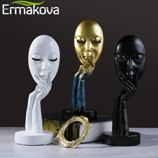 ERMAKOVA Nordic Abstract Thinker Thinking Lady Mask Figurine Resin Statue Office TV Cabinet Home Decoration Crafts