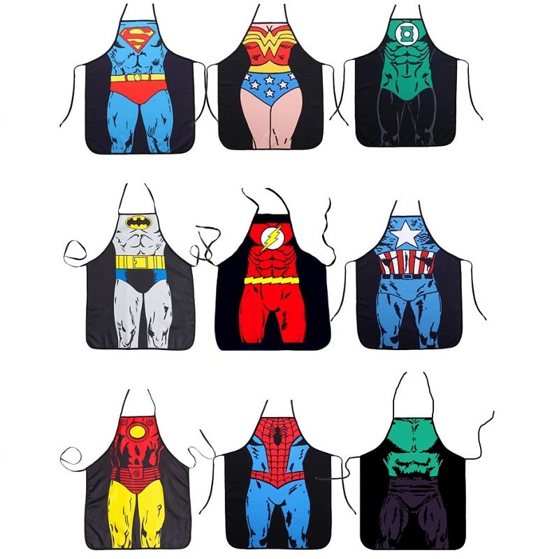 Funny Apron Super Hero Kitchen Apron Man Women Aprons Dinner Party Cooking Apron Adult Cozinha Tablier Cuisine Pinafore