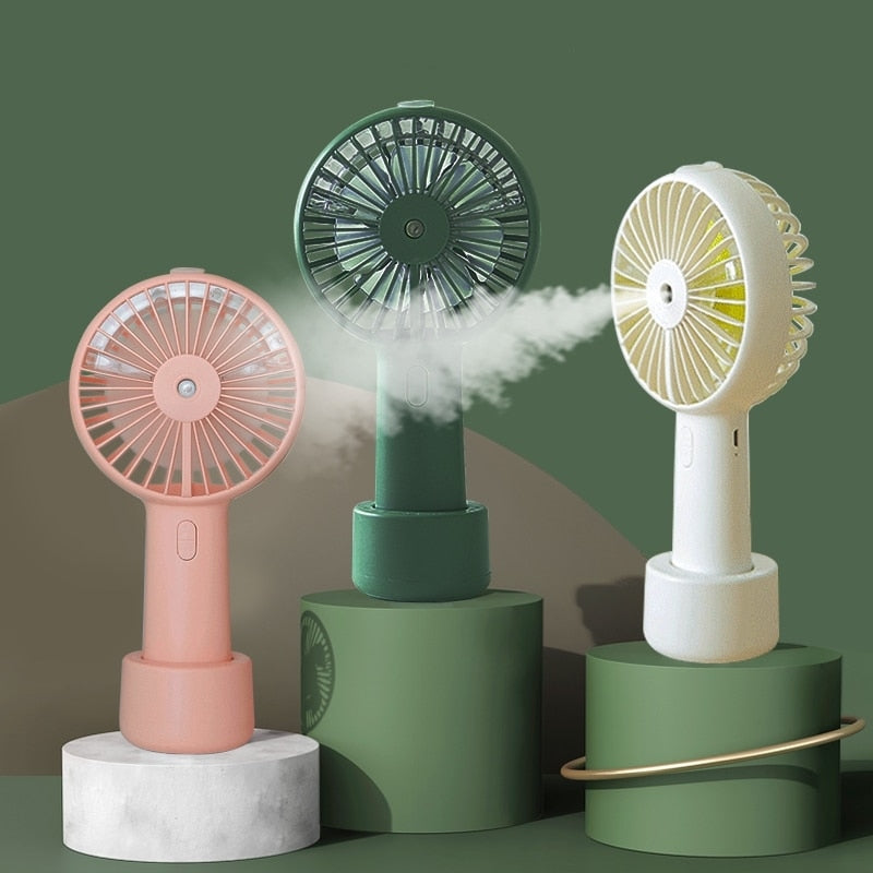 Battery Portable Water Spray Mist Fan Electric USB Rechargeable Handheld Mini Fan Cooling Air Conditioner Humidifier for Outdoor