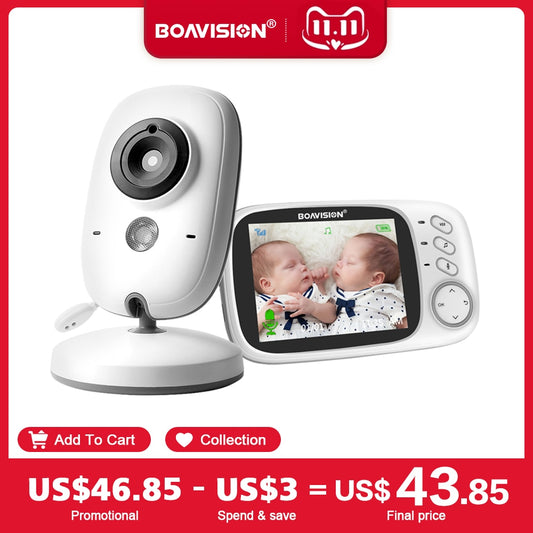 VB603 Video Baby Monitor 2.4G Wireless With 3.2 Inches LCD 2 Way Audio Talk Night Vision Surveillance Security Camera Babysitter