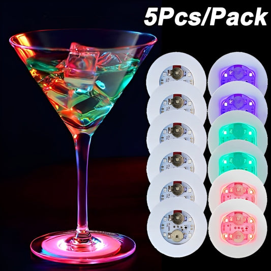 5/1pcs Luminous Bottle Stickers Lights 6cm LED Coaster Lamps for Xmas Bar KTV Wedding Party Cocktail Drink Cups Vase Decor